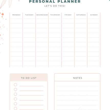 Floral Design Weekly Planner Notebook