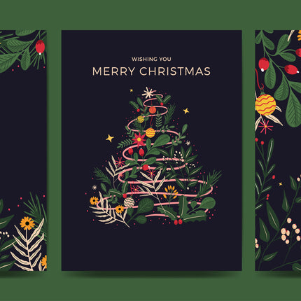 3 Set of Christmas Cards Floral CC001