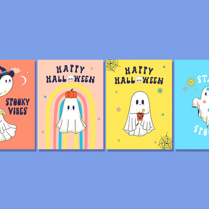 4 Set of Halloween Cards HC005