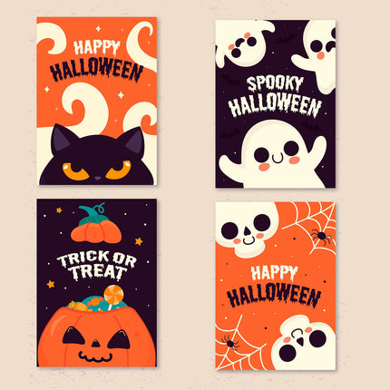 4 Set of Halloween Cards HC003