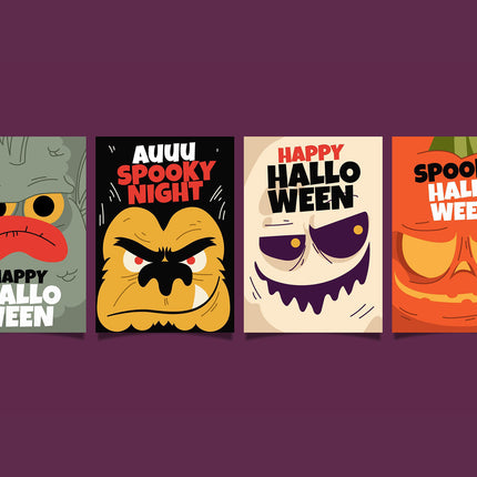 4 Set of Halloween Cards HC002